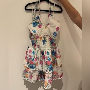 LoveShackFancy Floral Mini Dress - White and Multicolor